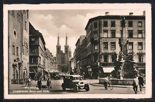 AK Würzburg, Domstrasse mit Blick zum Dom