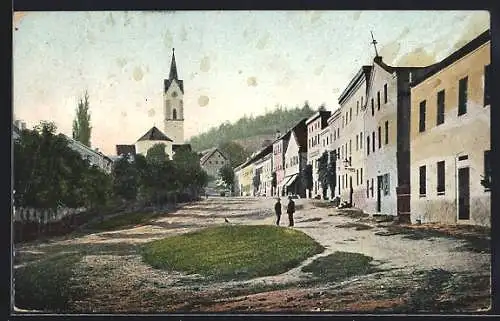 AK Schönberg / Bayer. Wald, Marktplatz mit Blick zur Kirche