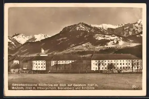 AK Sonthofen, Karpathenkaserne mit Blick auf Geishorn, Rauhorn und Imbergerhorn