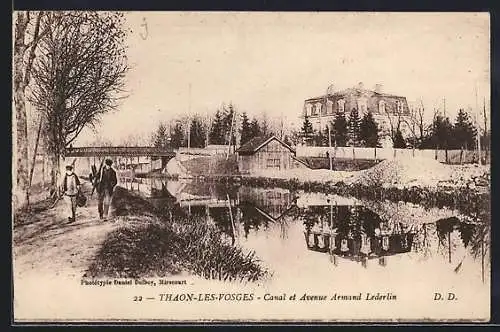 AK Thaon-les-Vosges, Canal et Avenue Armand Lederlin