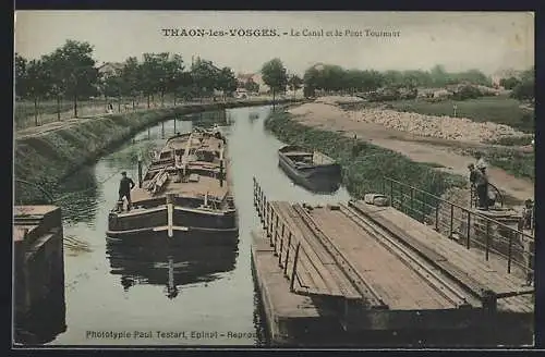 AK Thaon-les-Vosges, Le Canal et le Pont Tournant