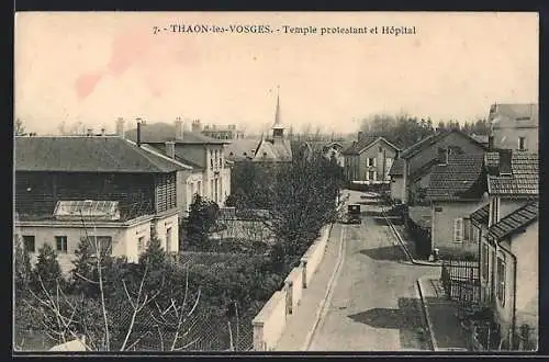 AK Thaon-les-Vosges, Temple protestant et Hopital