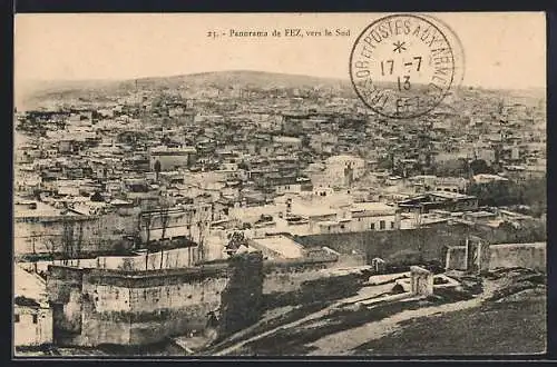 AK Fez, Panorama vers le Sud