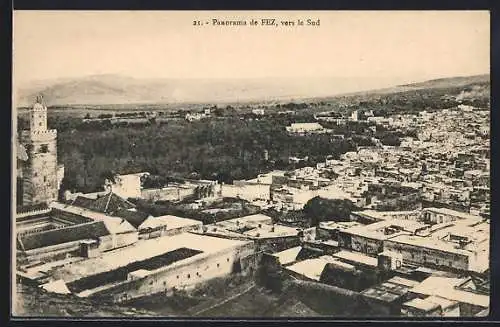 AK Fez, Panorama vers le Sud