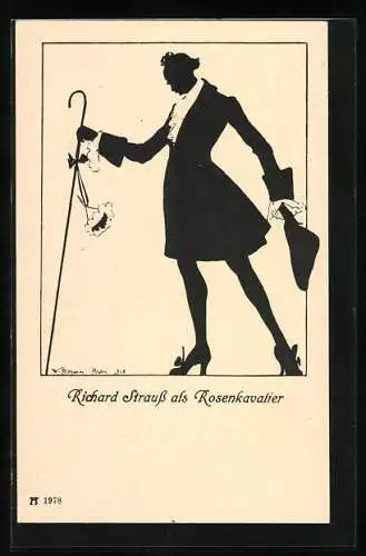 AK Silhouette von Richard Strauss als Rosenkavalier