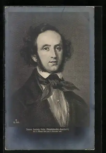 AK Jakob Ludwig Felix Mendelssohn-Bartholdy mit Halstuch