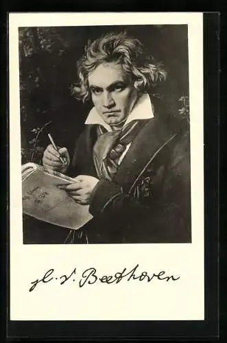 AK Ludwig van Beethoven mit Notenheft