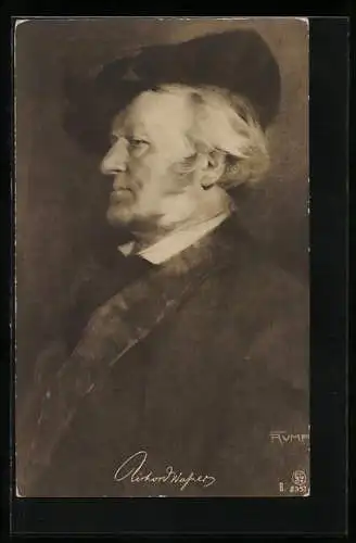 Künstler-AK Fritz Rumpf: Portrait & Richard Wagner