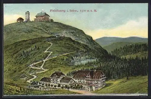 AK Feldberg im Schwarzwald, Gasthaus und Weg hinauf zur Warte