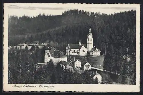 AK Bayerisch Eisenstein, Ortsansicht mit Kirche