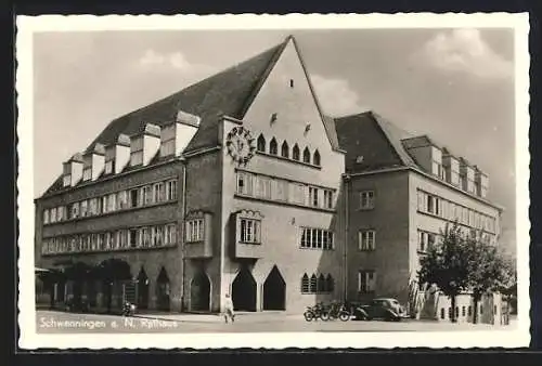 AK Schwenningen a. N., Rathaus mit Uhr