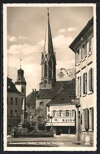 AK Emmendingen, Partie am Marktplatz mit der Kirche