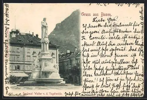 AK Bozen, Denkmal Walter v. d. Vogelweide