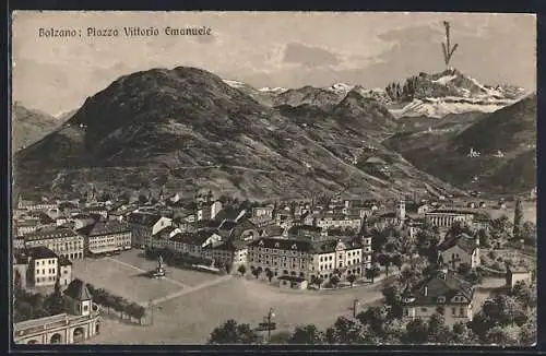 AK Bolzano, Piazza Vittorio Emanuele aus der Vogelschau