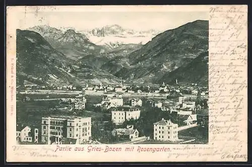 AK Gries-Bozen, Panorama mit Rosengarten