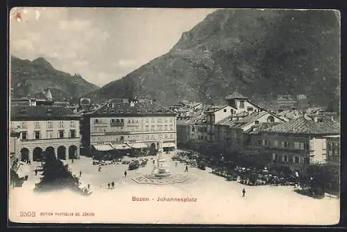 AK Bozen, Johannesplatz aus der Vogelschau