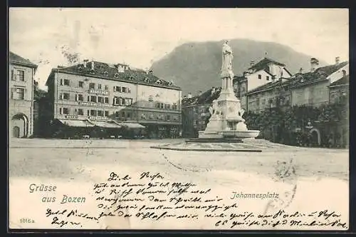 AK Bozen, Johannesplatz mit Denkmal