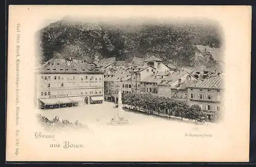 AK Bozen, Johannesplatz aus der Vogelschau