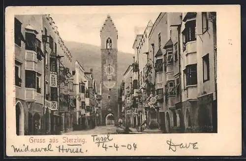 AK Sterzing, Strassenansicht mit Turm