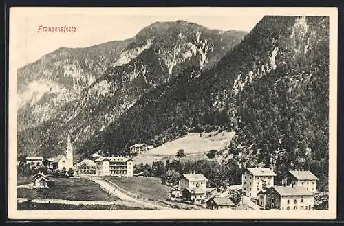 AK Franzensfeste, Ortspartie mit Kirche