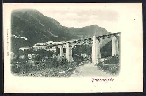 AK Franzensfeste, Teilansicht mit Brücke der Brennerbahn