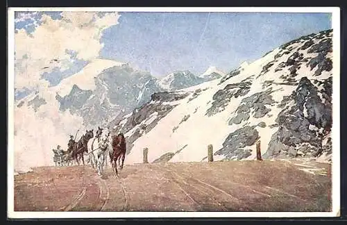 AK Ankunft der Stelvio-Post auf der Ferdinandshöhe