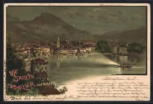 Mondschein-Lithographie Riva sul Garda, Panorama