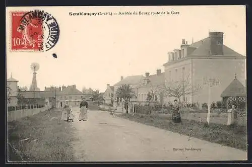 AK Semblancay /I.-et-L., Arrivée du Bourg route de la Gare