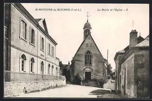 AK St-Antoine-du-Rocher, la Mairie et l`Eglise