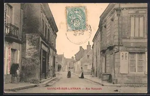 AK Savigné-sur-Lathan, Rue Nationale