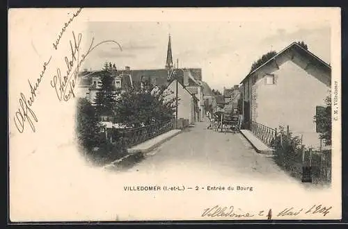 AK Villedomer, Entrée du Bourg