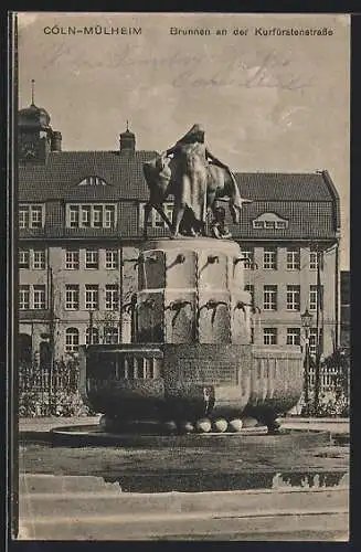 AK Köln-Mülheim, Brunnen an der Kurfürstenstrasse