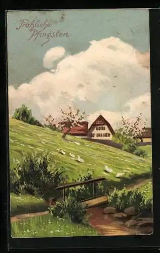 Künstler-AK Alfred Mailick: Fröhliche Pfingsten, Frühlingslandschaft