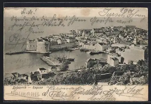 AK Dubrovnik, Ortsansicht aus der Vogelschau