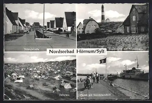 AK Hörnum a. Sylt, Strandstrasse, Leuchtturm, Hafen