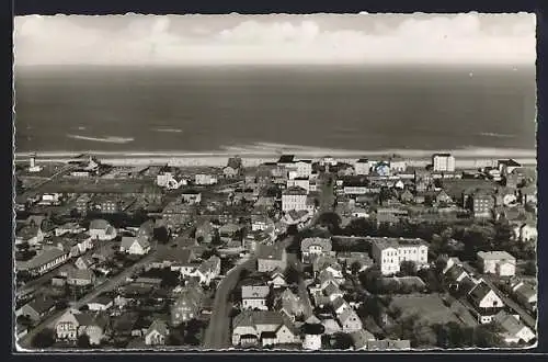 AK Wangerooge, Ortsansicht mit Seeblick vom Flugzeug aus