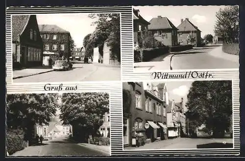 AK Wittmund, Mehrfachansichten, Strassenszenen, Tankstelle, Geschäfte