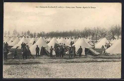 AK Camp du Ruchard /I.-et-L., Camp sous Tentes, Après la Soupe