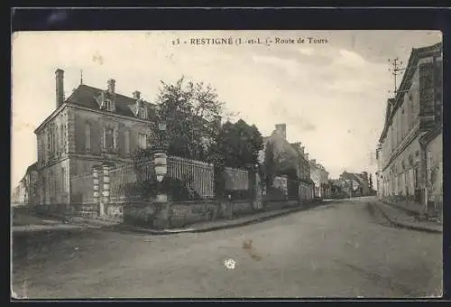 AK Restigné /I.-et-L., Route de Tours