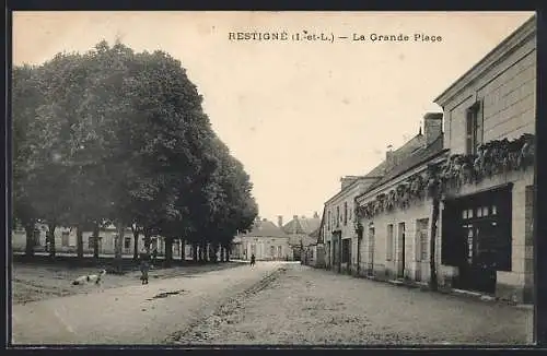 AK Restigné /I.-et-L., La Grande Place