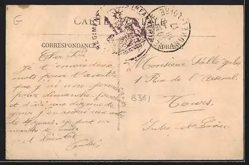 AK Restigne, La Poste, Route de Tours