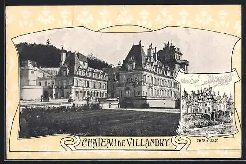 AK Villandry, le château, vue d`ensemble avec un coin du parc