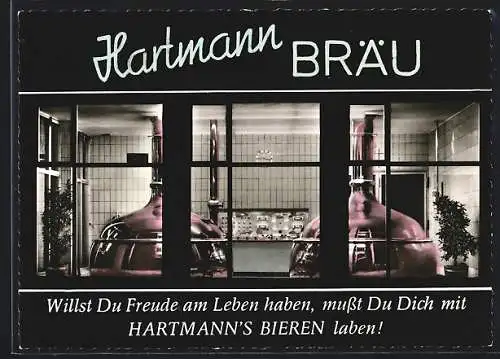 AK Würgau /Ofr., Hartmann-Bräu, Blick in das Sudhaus der Brauerei