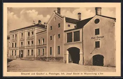 AK Wasserburg a. Inn, Brauerei und Gasthof zum Fletzinger