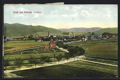 AK Föhrste /Alfeld, Gesamtansicht mit Landstrasse und Bergpanorama aus der Vogelschau