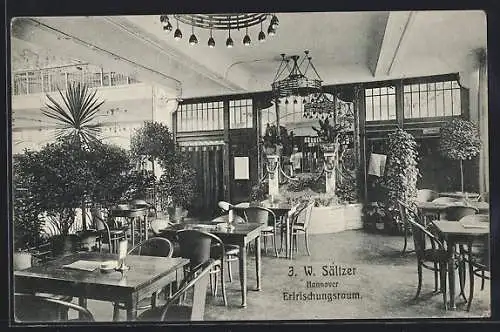 AK Hannover, Café im Kaufhaus J. W. Sältzer, Erfrischungsraum