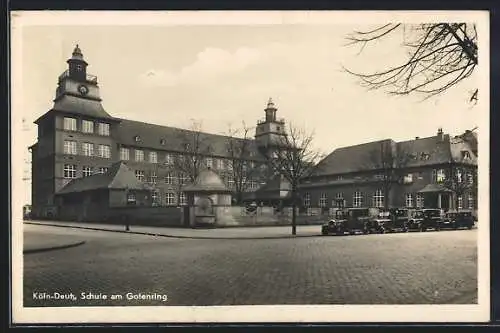 AK Köln-Deutz, Schule am Gotenring, mit Strassenabzweig