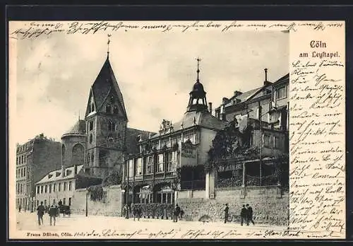 AK Cöln, Cafe-Restaurant Belvedere und Kirche am Leystapel