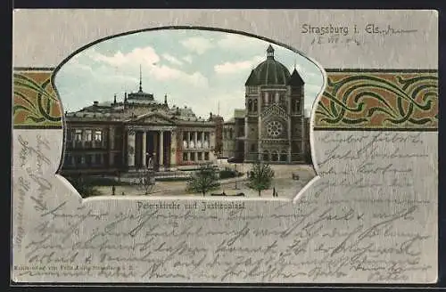 AK Strassburg, Peterskirche und Justizpalast