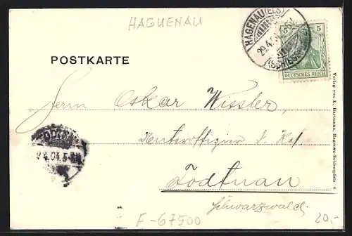 AK Hagenau i /E., Schiessplatz, Gasthäuser, Offizier`s Casino, Garnison Verwaltungsgebäude